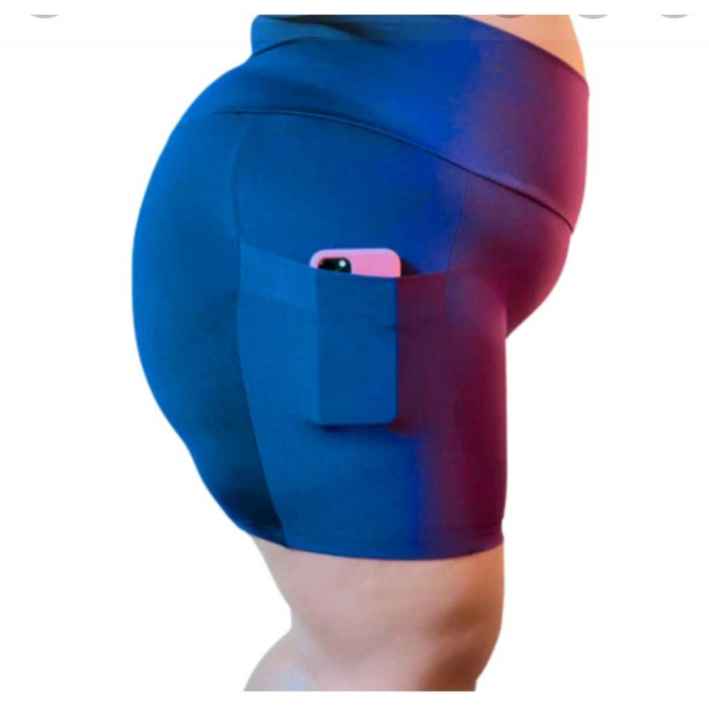 shorts fitnes plus size ,com bolso, meia coxa em suplex gramatura 360