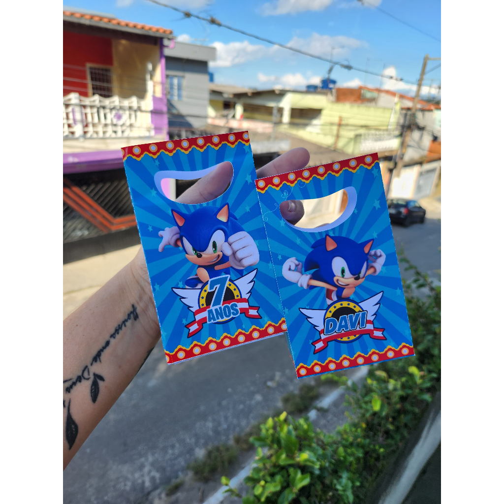 Sacolinha Personalizada Lembrancinha Para Aniversario Sonic