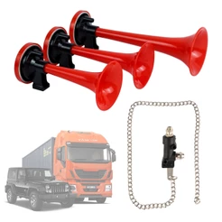 Kit Buzina Verdureiro Com Cordinha Válvula 3 Cornetas Som Original Caminhão Carro Som Muito Alto