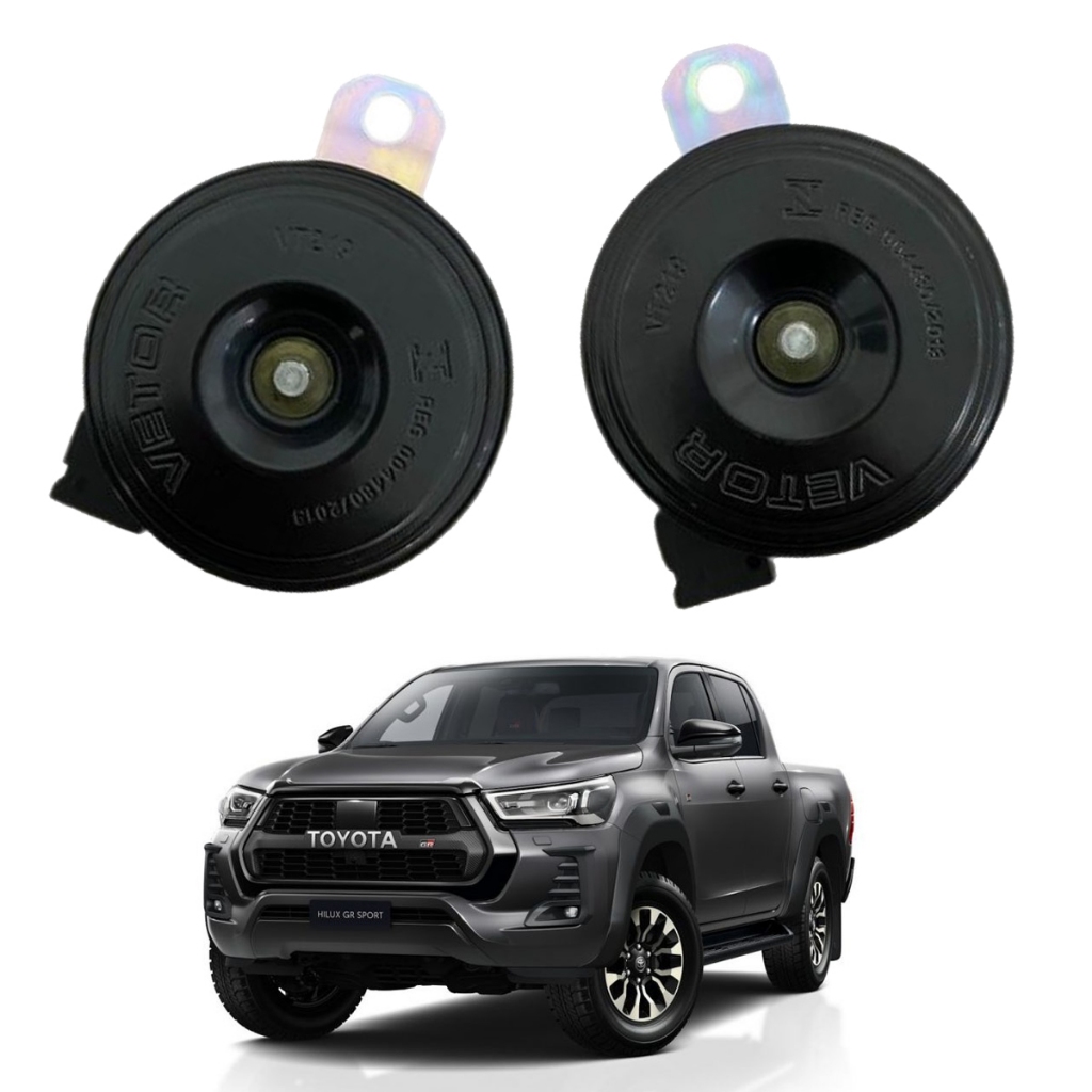 Buzina Toyotoa Corolla Hilux Etios Yaris 72mm Bi-Bi Com Conector Original Suporte 12V Kit Par em Oferta na Shopee