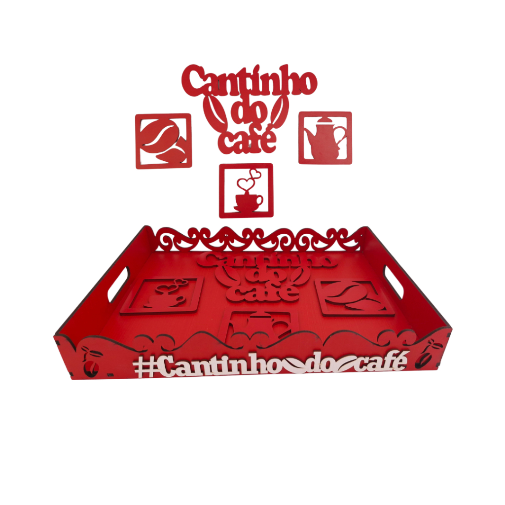 Bandeja cantinho do cafe arabesco +kit parede Vermelho em Oferta na Shopee
