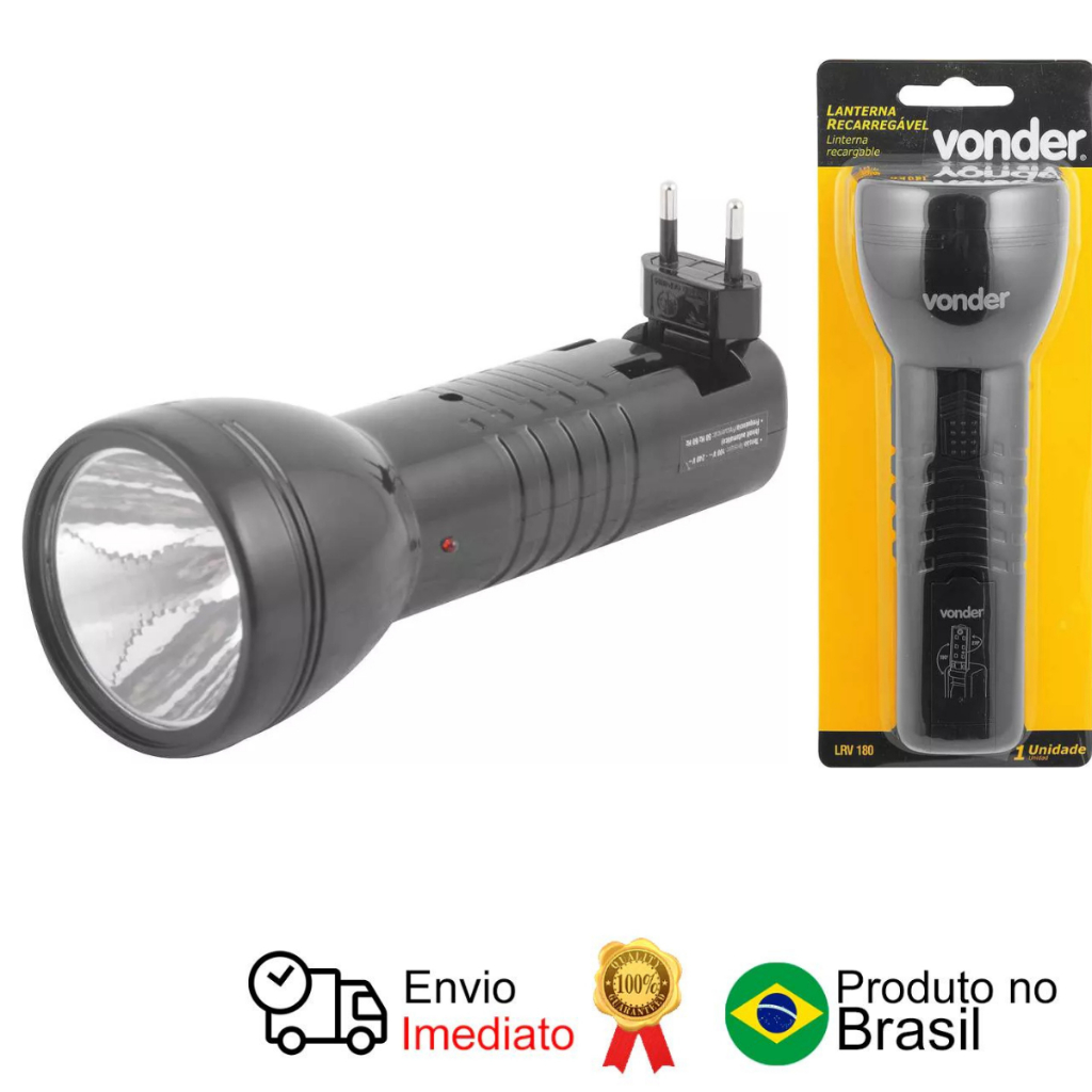 Lanterna Recarregável C/ 1 Led + 6 Leds Bivolt Lrv180 Vonder em Oferta na Shopee