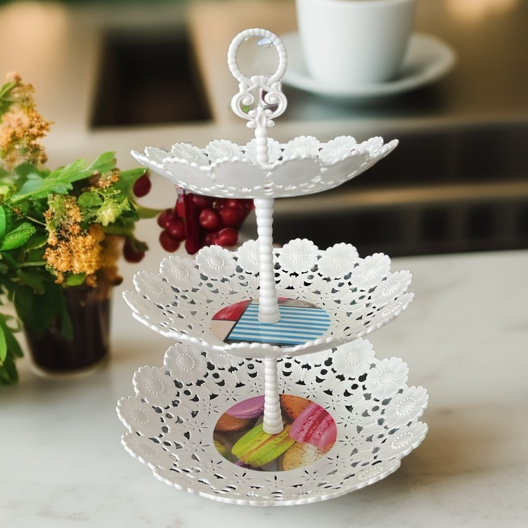 Fruteira Cesto de Mesa Prato 3 Andares Organizador Redondo Branco em Oferta na Shopee