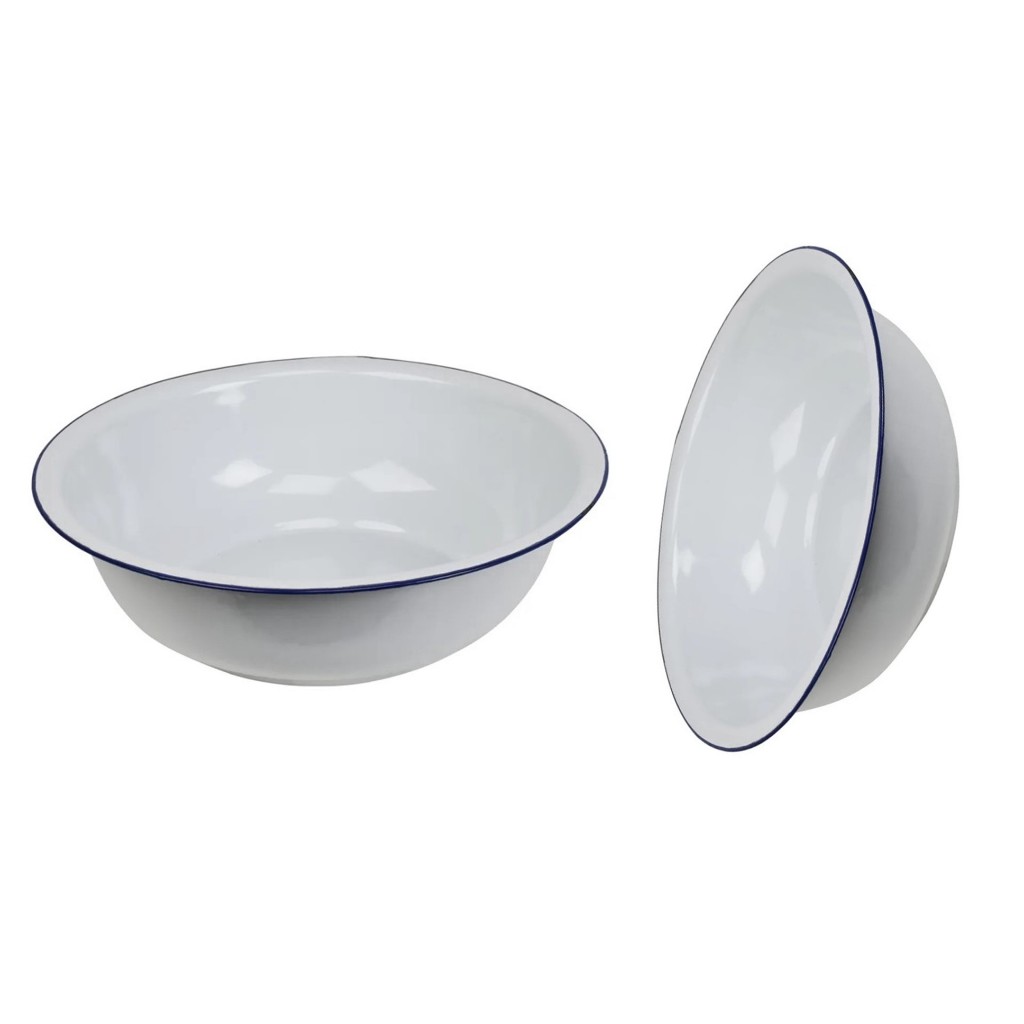 KIT 2 UN Bacia ÁGATA Esmaltada Média Tamanho 34 CM Branca Multiuso Decoração Alimentos Cozinha