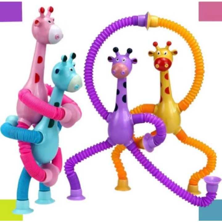 Kits Com 1/2/4 Girafas de Brinquedo Infantil Girafa Pop Tubo Led Com Ventosa Criança em Oferta na Shopee