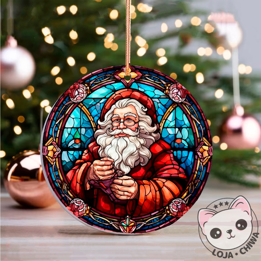 Enfeite de Natal Papai Noel Estilo Vintage São Nicolas Merry Christmas Ornamento Festas em Madeira