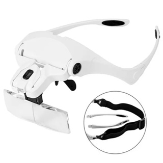 Óculos Lupa 5 Lentes Cabeça Dentista Costura Reparos Luz LED em Oferta na Shopee
