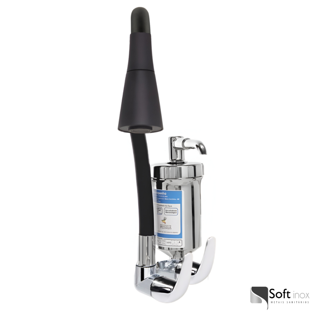 Torneira Filtro Gourmet Flexível Cozinha Parede Cone Preto · foto 2