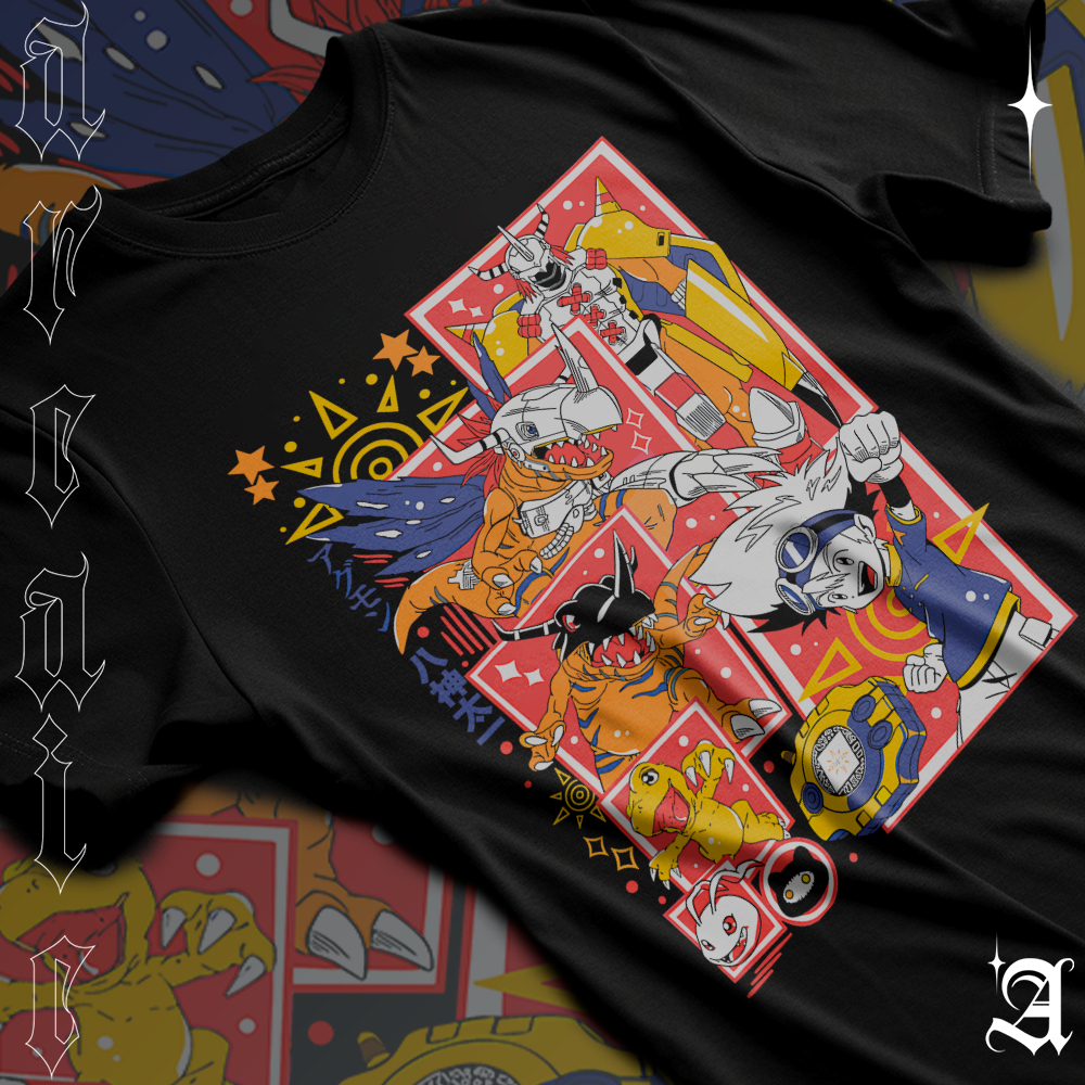 Camiseta Basica Algodao Digimon Adventure Taichi Tai Kamiya Greymon Digimon Dinossauro Cartoon Unissex