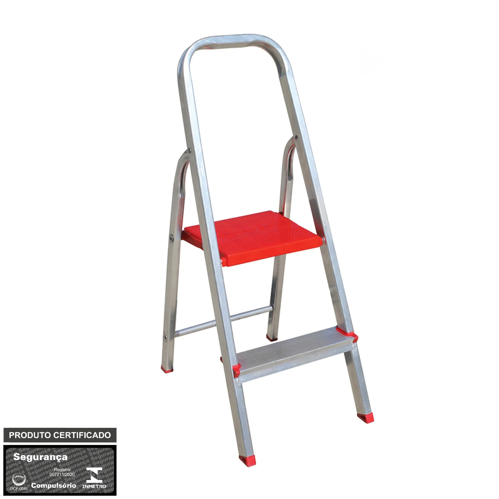 Escada Doméstica Dobrável 2 Degraus em Alumínio Botafogo