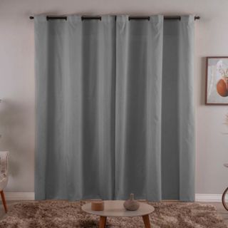 Cortina Roma com Ilhós Quarto Sala Decorativa - 3,00 x 2,20 Cinza em Oferta na Shopee