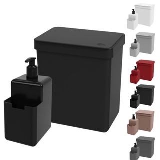 Kit Lixeira 2,5L e Dispenser Detergente Single Coza Brinox Colorido em Oferta na Shopee