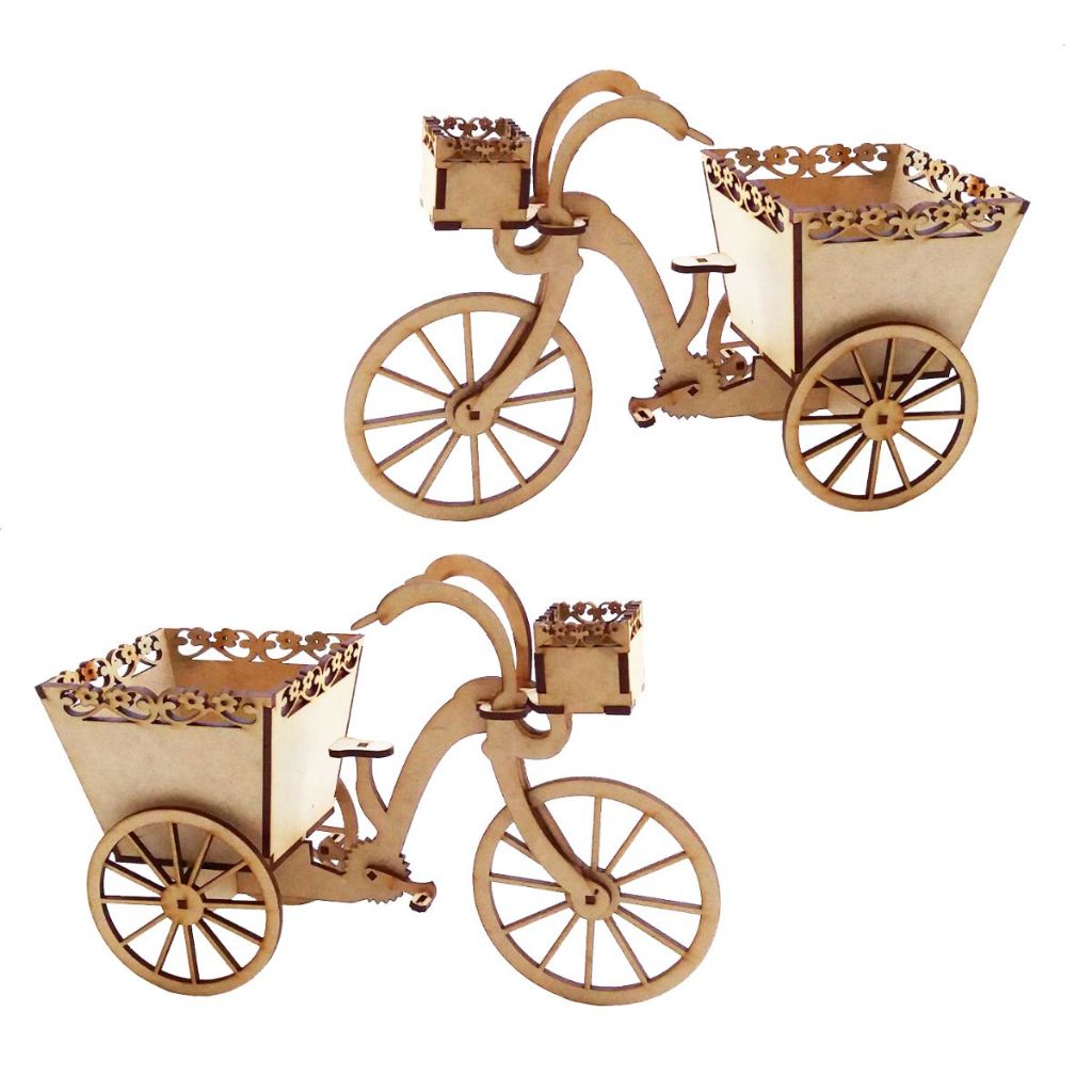 Kit 6 enfeite centro de mesa Cachepot Bicicleta bicicletinha 23 cm Mdf cru Decoração Mesa Festa