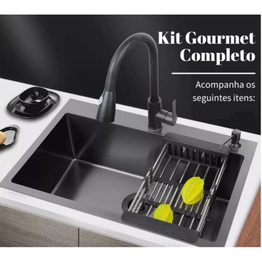 Cuba Para Pia Cozinha Gourmet 304 Aço Inox Com Comcesta de Drenagem Acessório  (Sem Toneira) 68x45cm em Oferta na Shopee