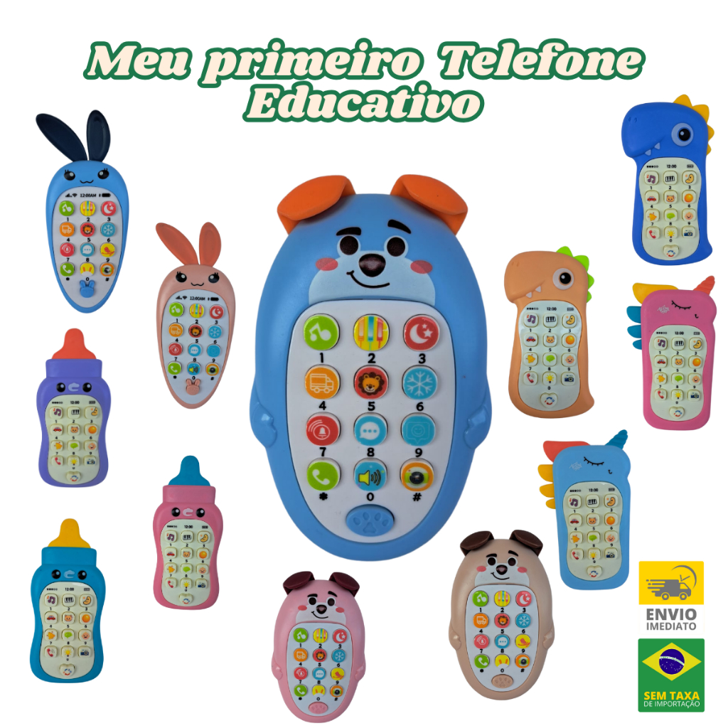 Telefone Infantil Musical Brinquedo Celular Mordedor Educativo Com Luz
