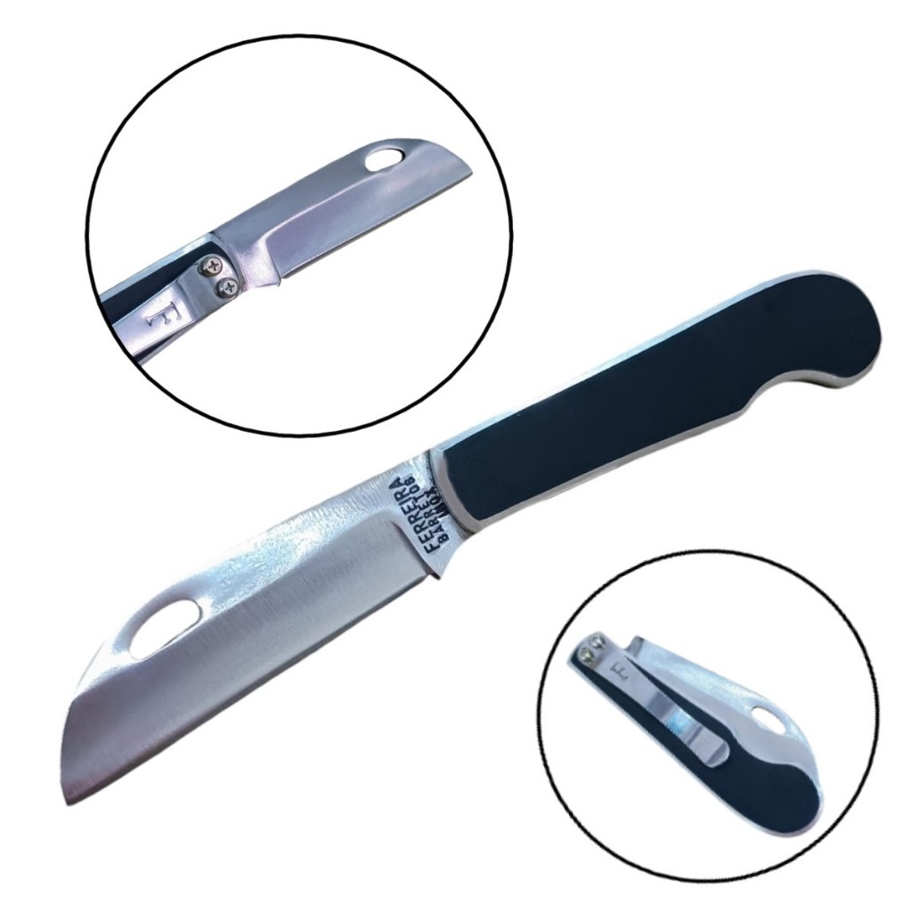 Canivete 233 Ferreira Barretos Com Clip Para Bolso,  Aço Inox 420 Durável, Pesca Camping, Agro Rural
