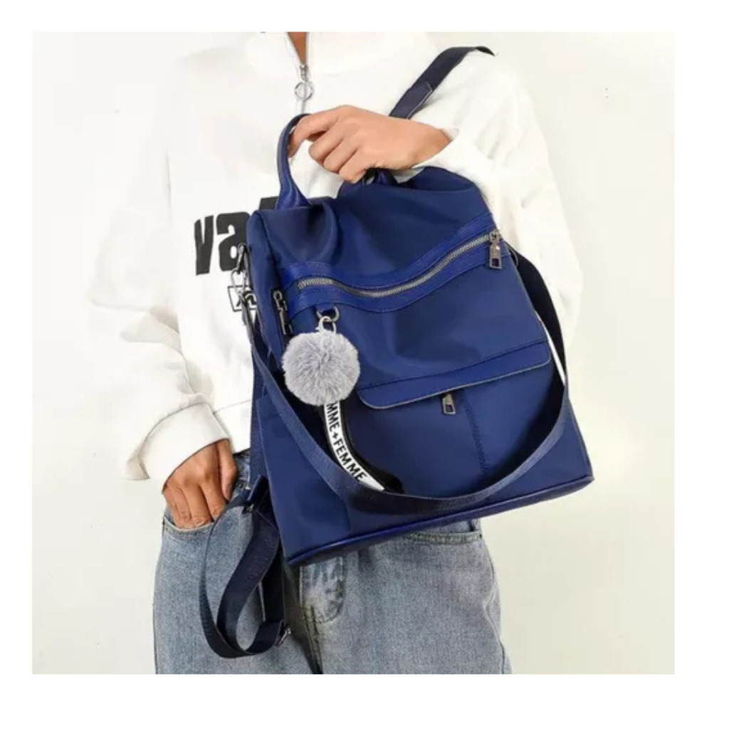 Bolsa Mochila Feminina Alça Transversal e Costas Impermeável Anti Furto Passeio Pratica Estilosa