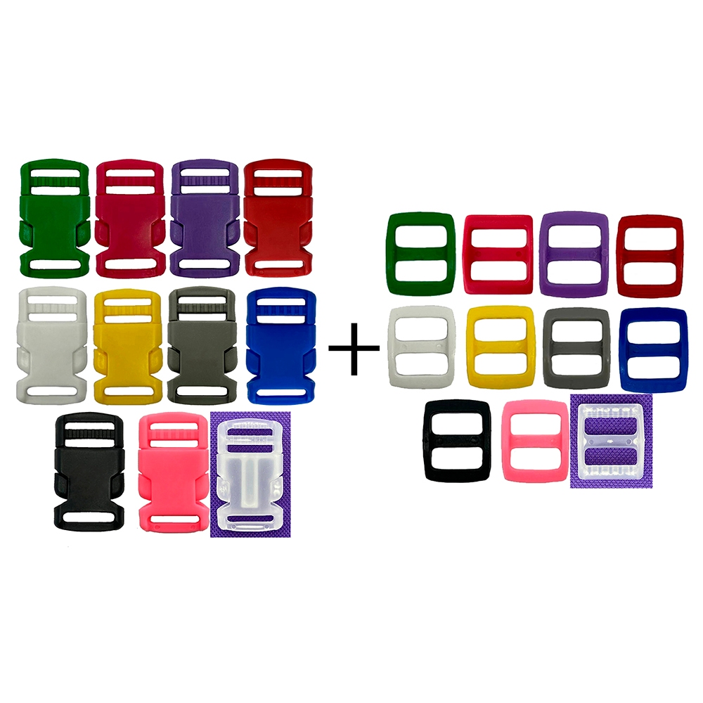 20un Fecho + 20un Regulador 20mm Plástico Passador Gancho Engate Alça