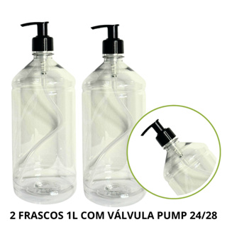 Kit 2 Frascos Pet 1L com Válvula PRETA Excelente para Shampoo Hidratantes Sabonete Gel Amaciante Garrafa Pet 1 litro em Oferta na Shopee