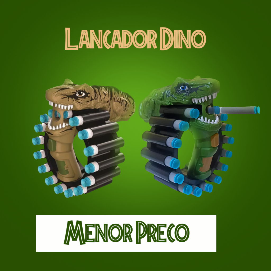Brinquedo infantil arminha pistola lançador de dardos Dinossauros 20 dados Promoção