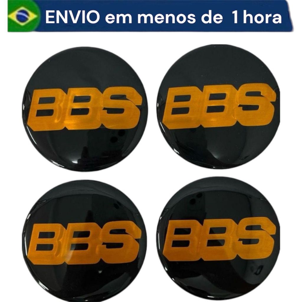 Jogo 4 Emblemas Logo Adesivo Roda Bbs 65mm