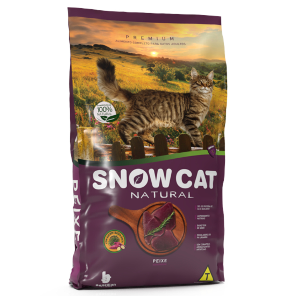 Ração Snow Cat Premium Natural para Gatos Adultos Sabor Peixe 10,1kg