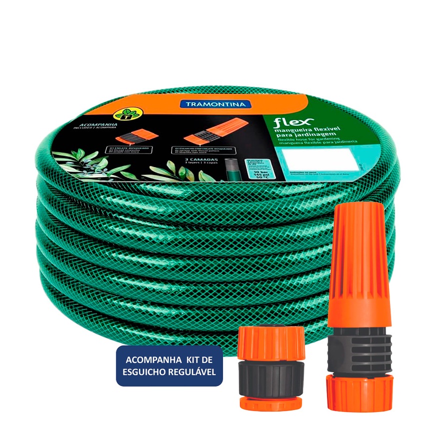 Mangueira Flex 4 Camadas Tramontina 10-30m - Irrigação Jardim Lavagem Reforçada