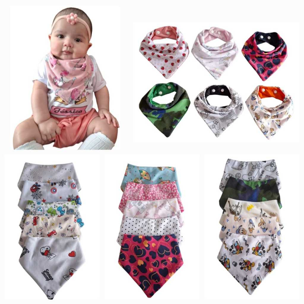 Kit 5 Babador Bandana Impermeável  Menina/Menino