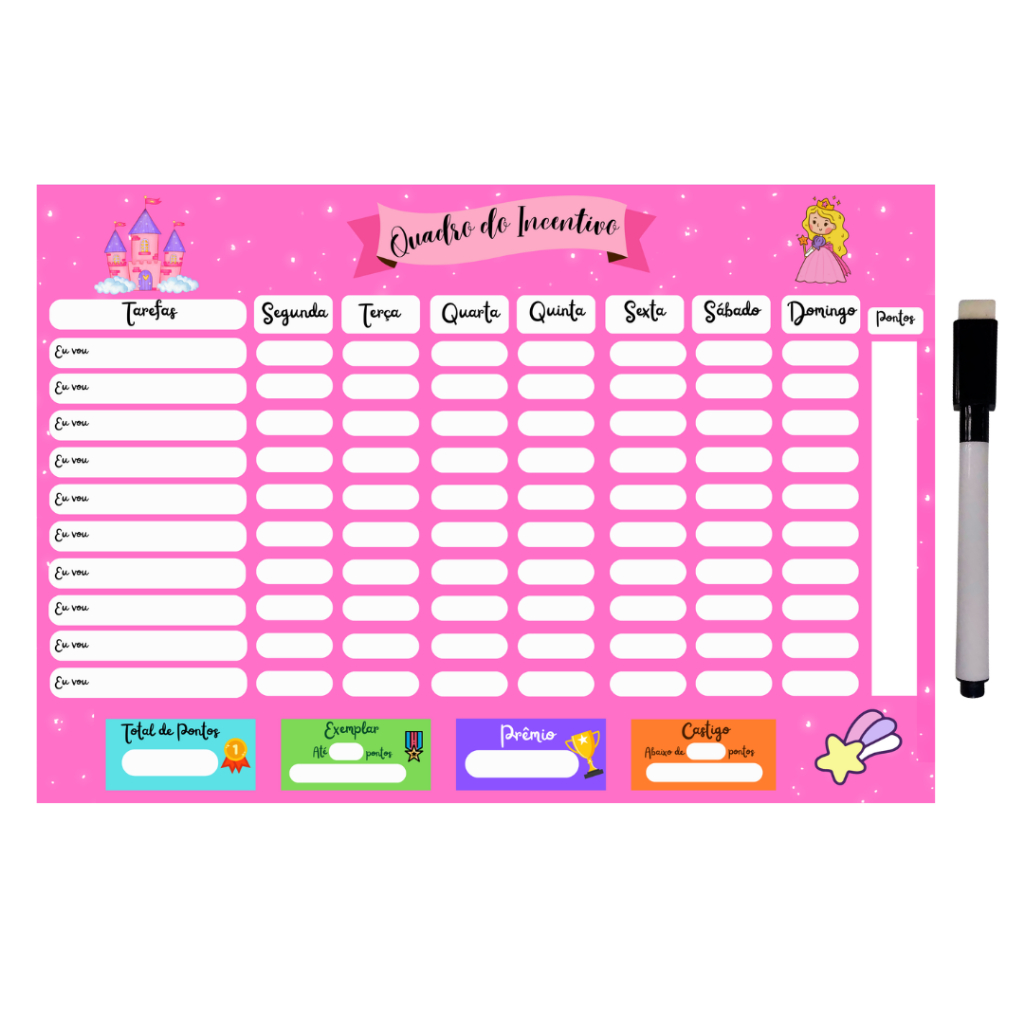 Quadro De Rotina Infantil De Parede Atividade Para Incentivo - Menina