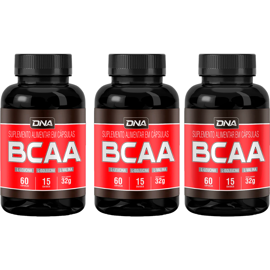3x BCAA 60 Cápsulas - Dna Suplementos