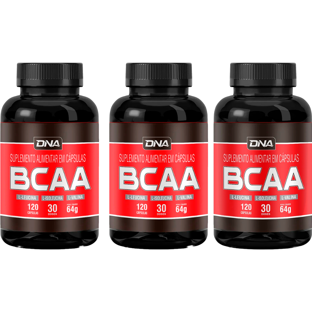 3x BCAA 120 Cápsulas - Dna Suplementos