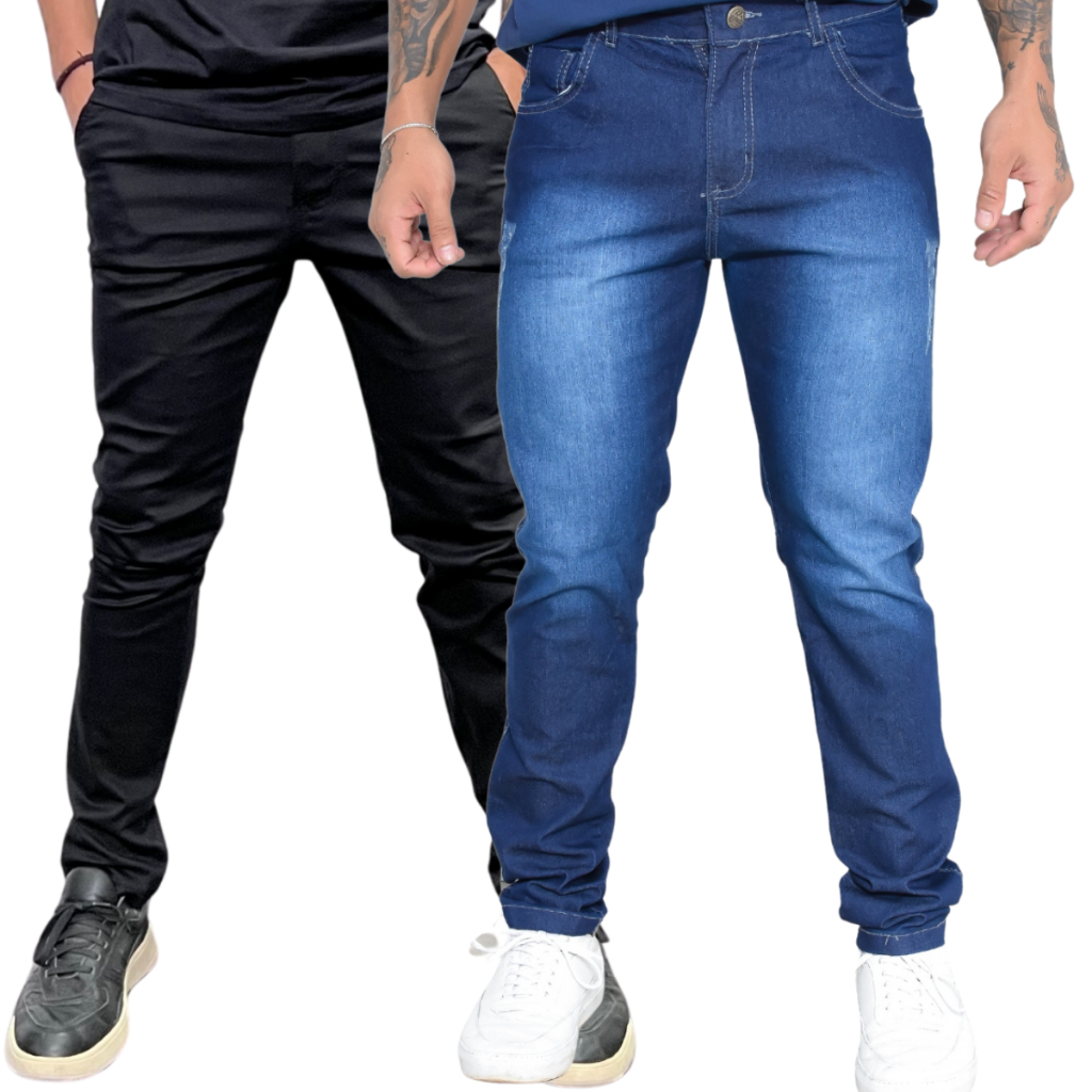 Kit 2 Calças SARJA Slim Social FIT Sport Fino