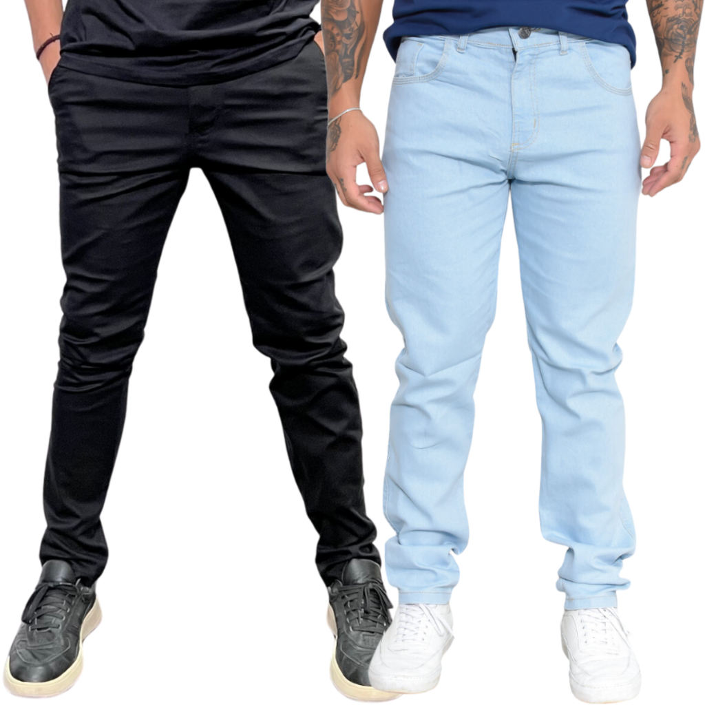 Kit 2 Calças SARJA Slim Social FIT Sport Fino