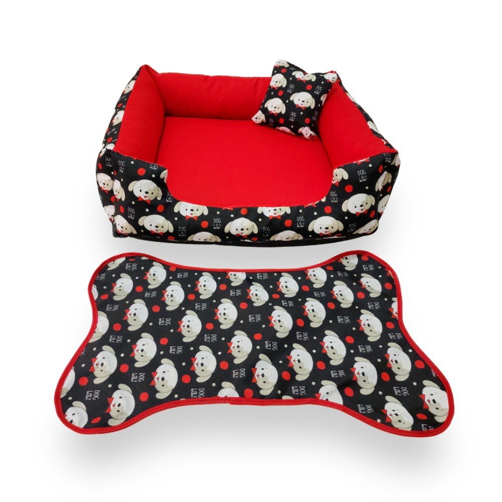 Cama cachorro pequeno e gato caminha pra pets 50x50cm + tapetinho pra comedouros