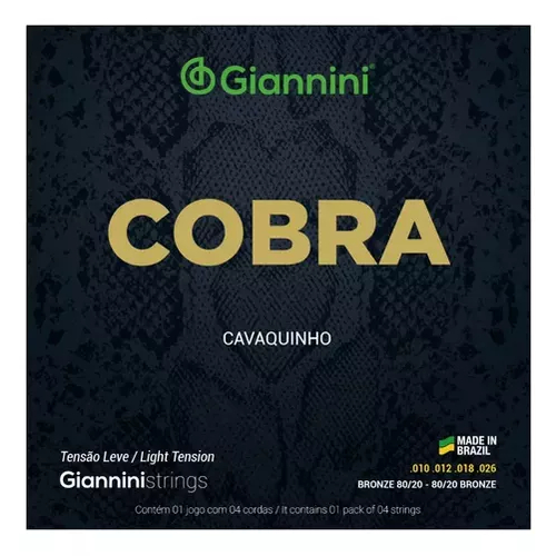 Encordoamento Cavaquinho Giannini Cobra Cc82l Tensão Leve 010-026