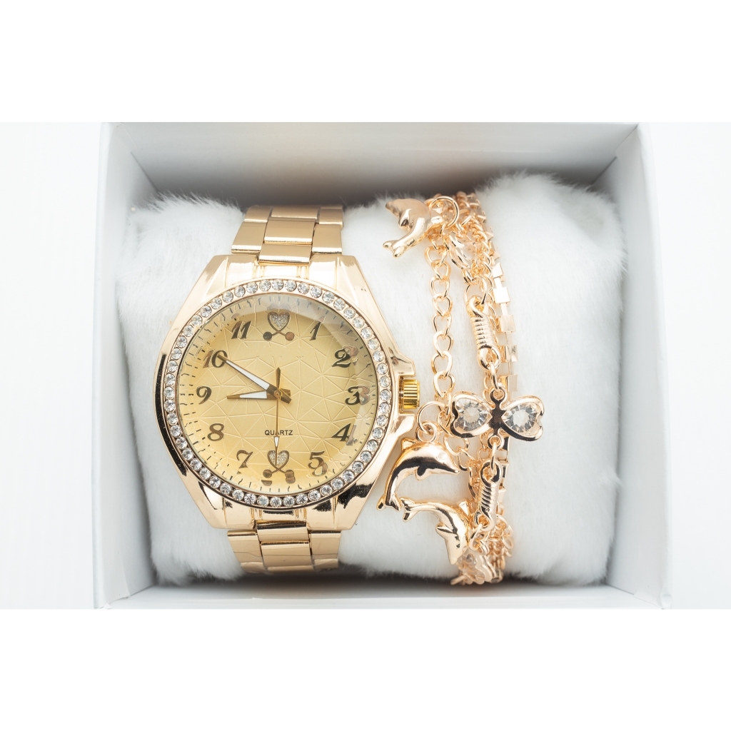 Relogio Feminino Rose Original Kit Colar e Brincos