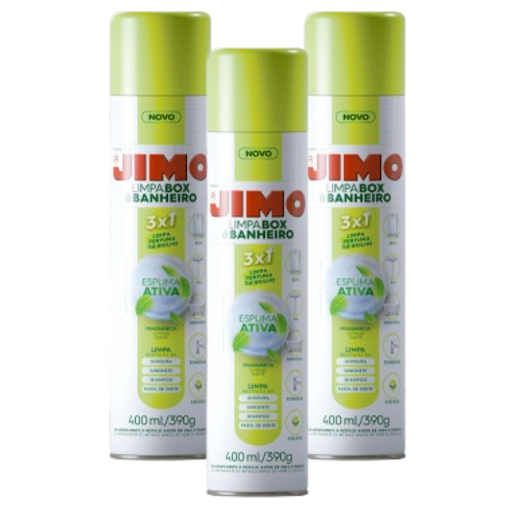 3 Limpa Box Jimo 400ml Remove Resíduos de Gordura Sabonete Shampoo Creme