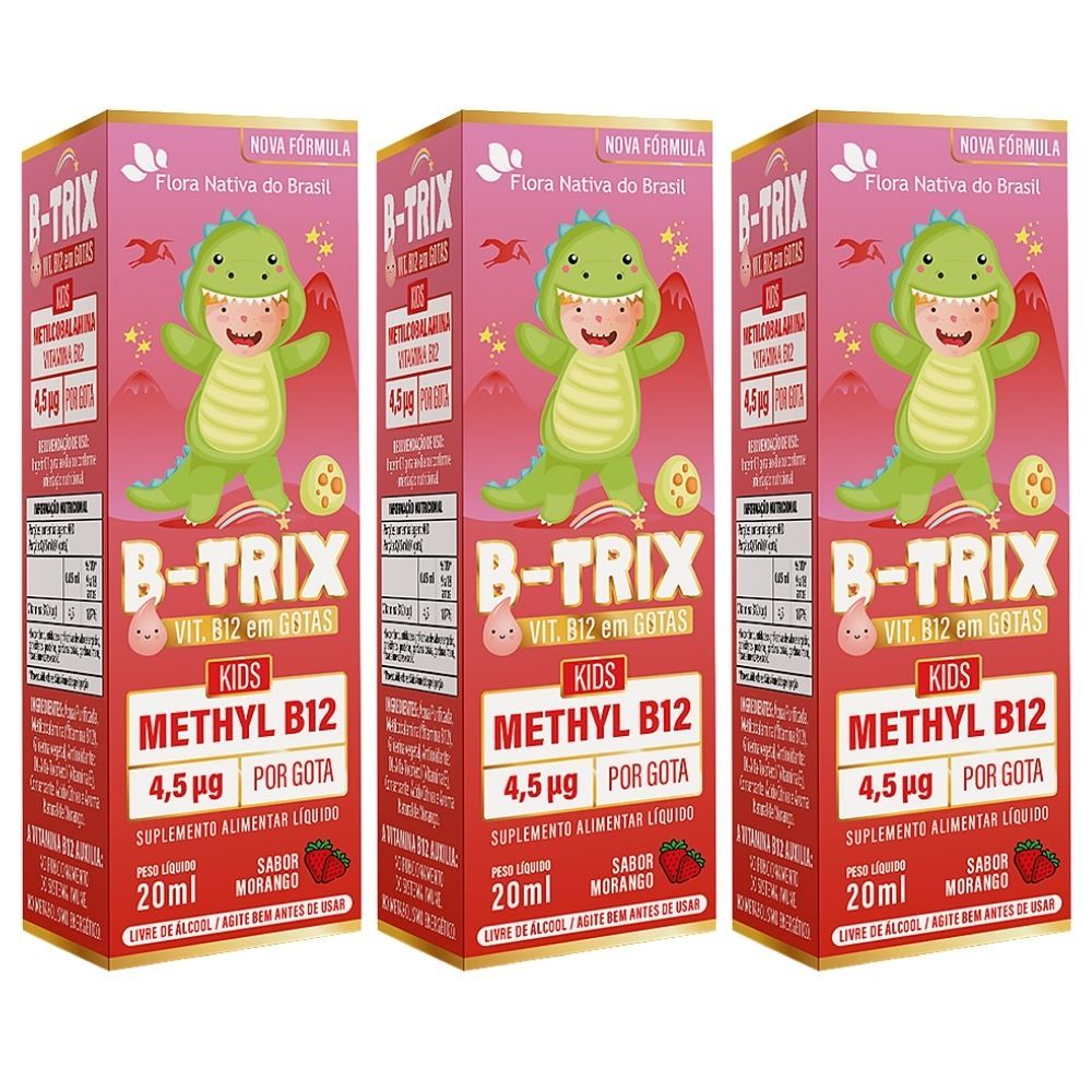 KIT 3X B-TRIX  Metilcobalamina (Vitamina B12 Infantil) 20ml - Flora Nativa