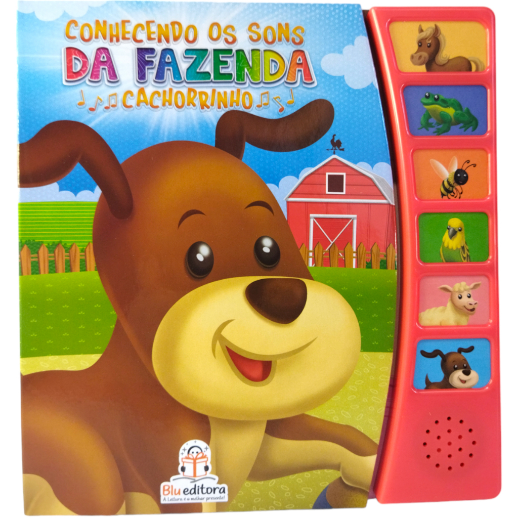 Conhecendo os sons da fazenda: Cachorro / Cachorrinho -  Blu editora - Livro sonoro infantil em Oferta na Shopee