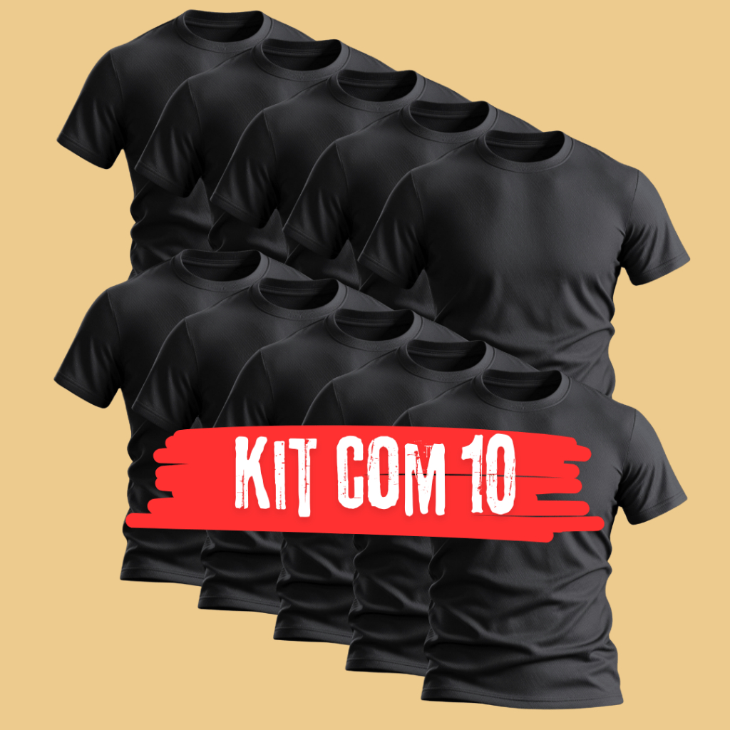 Kit com 10 Camisetas Premium Lisa - 100% Algodão