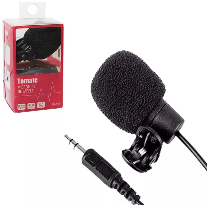 Kit Microfone De Lapela Para Celular Com Adaptador Pc Not Cor Preto
