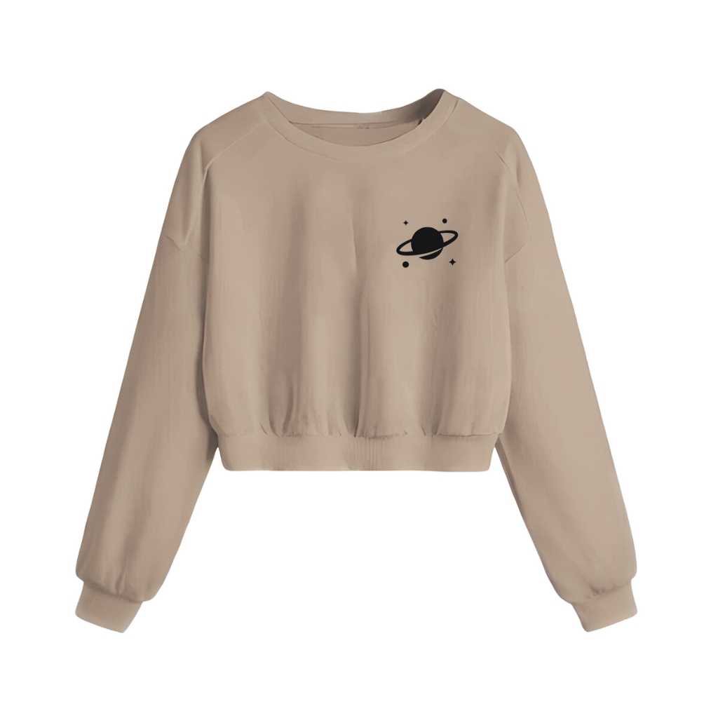 Moletom Cropped Agasalho De Frio Tecido Confortavel Planeta Saturno