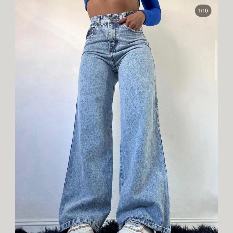 "Calça Wide Leg Marmorizada: 55% OFF! 👖"