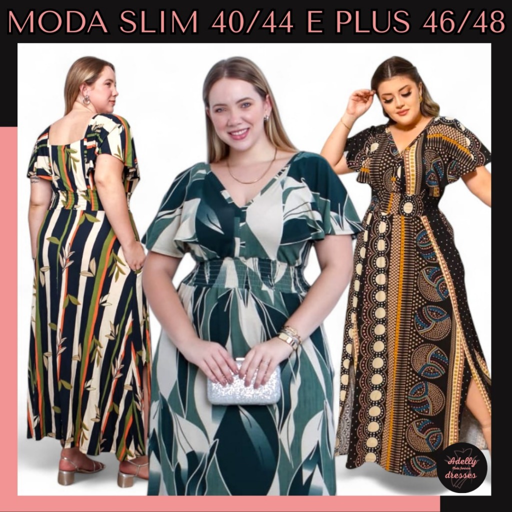 Vestidos Feminino Longo Evangélico Plus Size Elegante Midi Confortável Gola Ciganinha Moda Congresso
