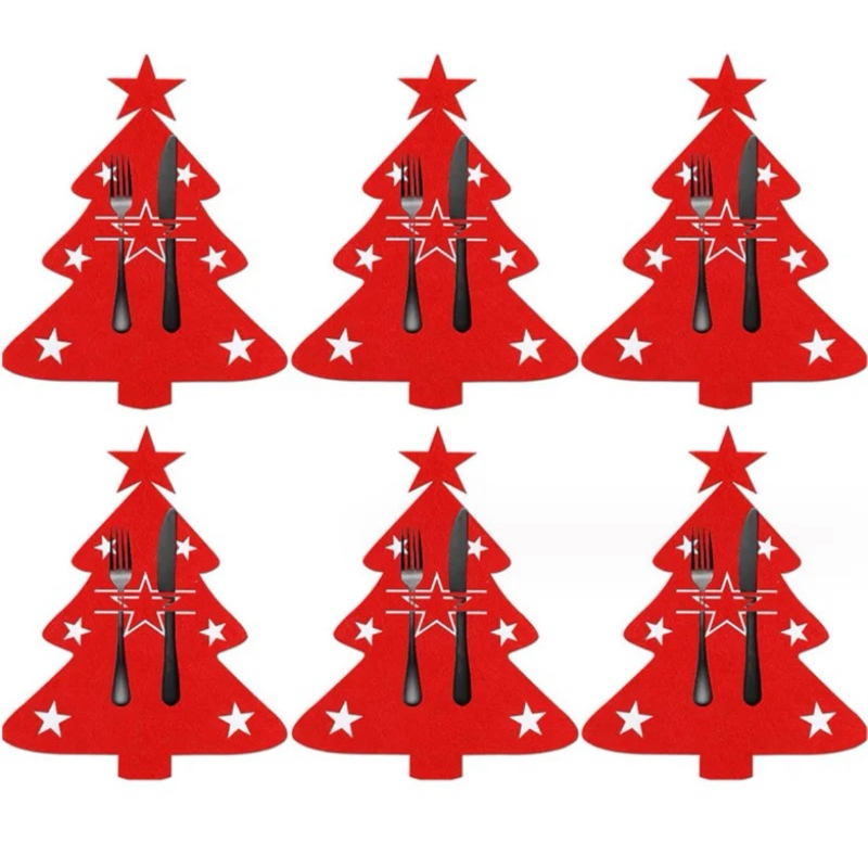 6x Porta Talher enfeite de mesa arvore de natal decoração aparador