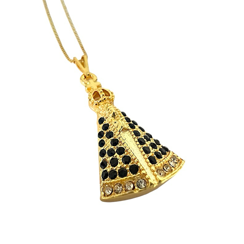 Colar Folheado de Nossa Senhora Aparecida, Corrente de Nossa senhora, pingente de Nossa senhora aparecida