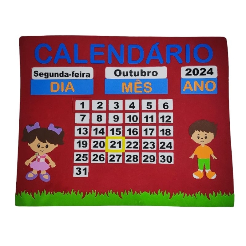 Calendário em Eva Infantil Personalizado 48x60 cm Grande , Com Mês, Dia, Dia da semana e Ano 2026 / 2027 Sala de Aula em Oferta na Shopee