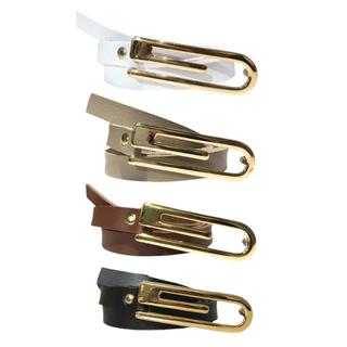 Kit 2 Cinto Feminino Fivela Dourada Preto Branco Bege e Marrom Blogger Luxo