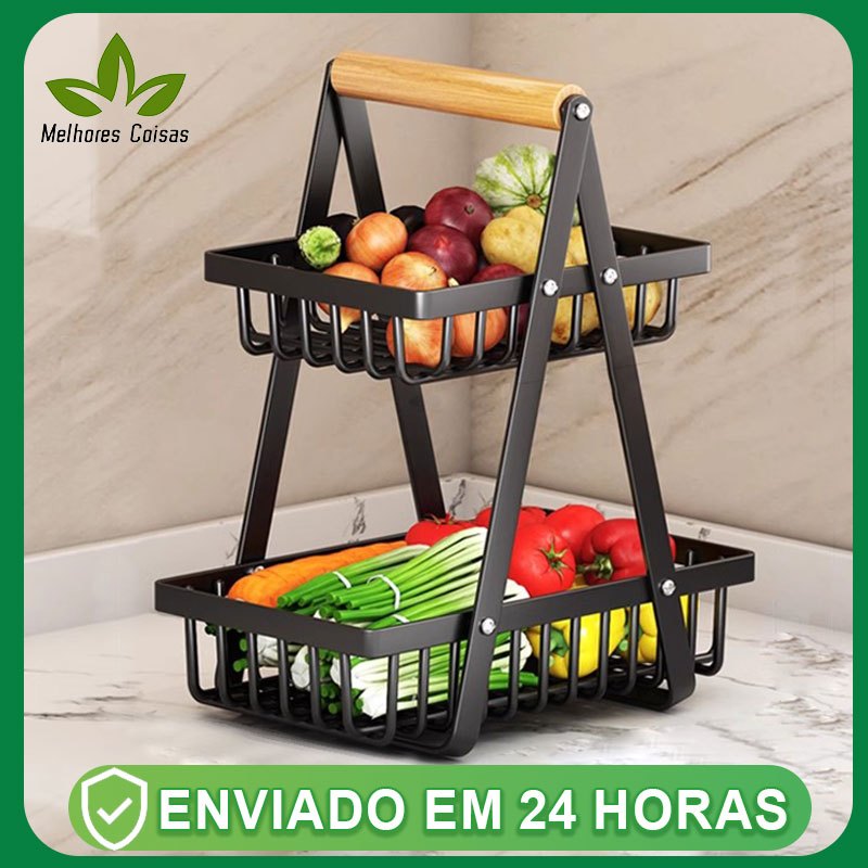 Média Fruteira de Mesa ou Cesto Multiuso Cesta de metal portátil Organizador para Casa Cozinha Escritório