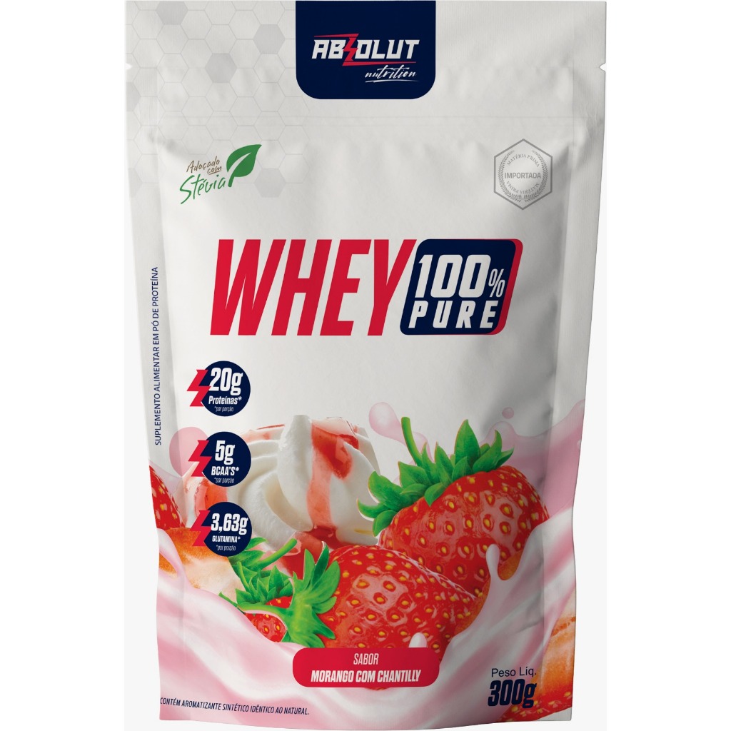 Whey Protein 100% Pure Refil 300g Concentrado Absolut em Oferta na Shopee